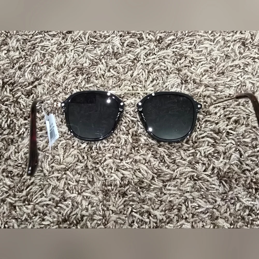 Aerie Sunnies Black Sunglasses with Gold Accents NWT